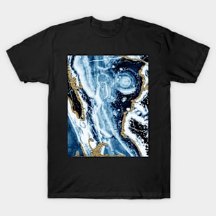 Abstract, Blue navy, Gold foil, Trendy print, Styled, Modern art, Wall art Print T-Shirt